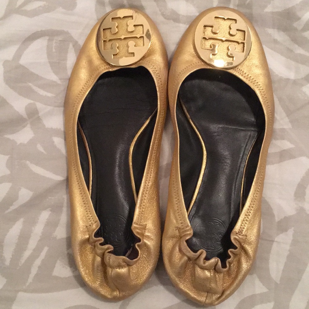 Muted gold Tory Burch reva flats 9.5